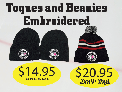 Hawks Toque or Beanie or Pom Pom with Logo Embroidered